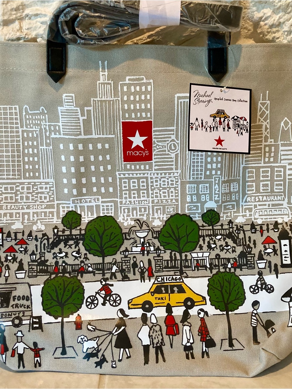NWT New York City Canvas Tote Bag designed by Michael Storings for Macy's - Picture 11 of 12